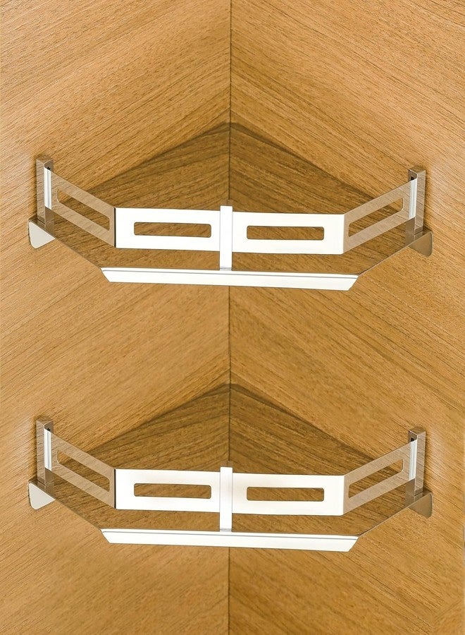 iSTAR Stainless Steel Corner Shelf with Railing | Wall Mounted Bathroom Accessories | Multipurose Wall Shelf for Living Room, Kitchen and Washroom (10 X 10 inch, Pack of 2)